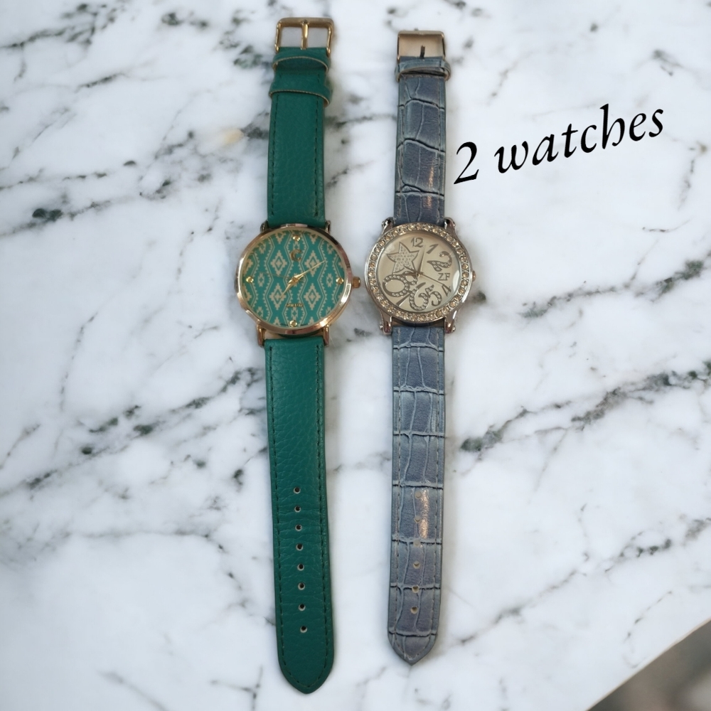 Watches 2 women's green, blue - Picture 1 of 6